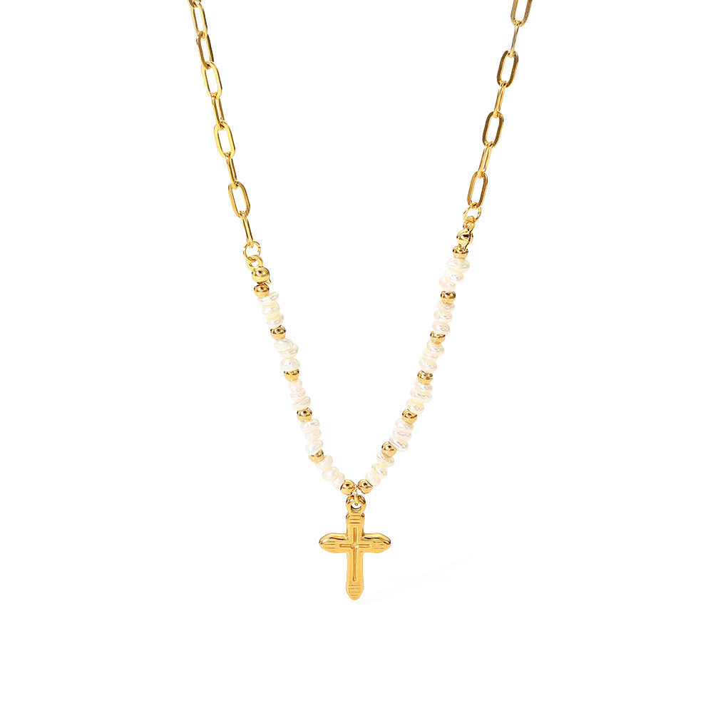 Wholesale 18K Gold Cross Pendant French INS Vintage Necklaces